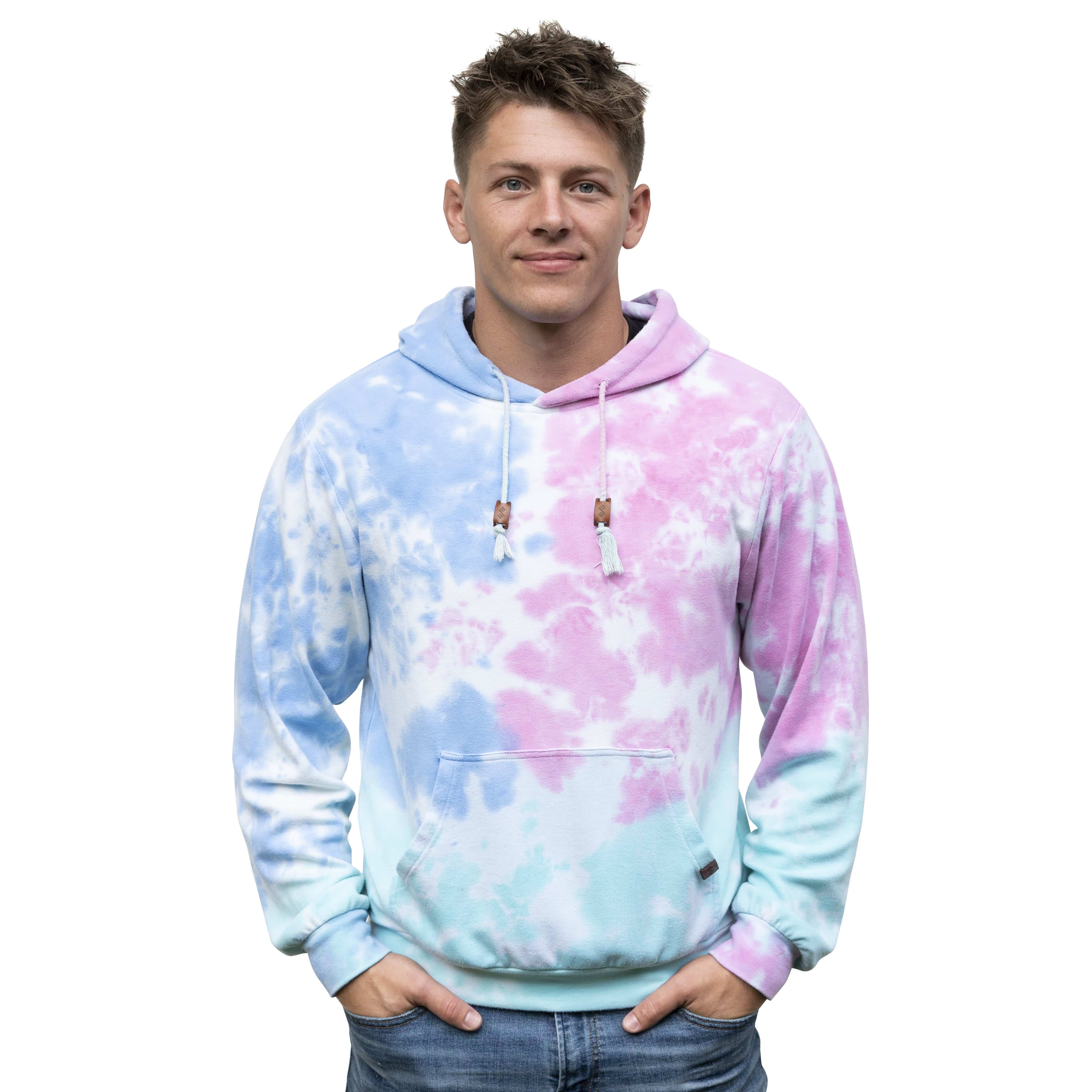 Male Model Wearing A Cotton Candy Cloud Blend Hoodie From SLYK