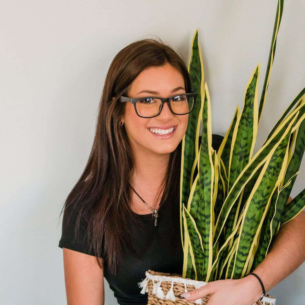 Model Wearing Wooden Blue Light Computer Glasses - Entrepreneur Ebony Wood