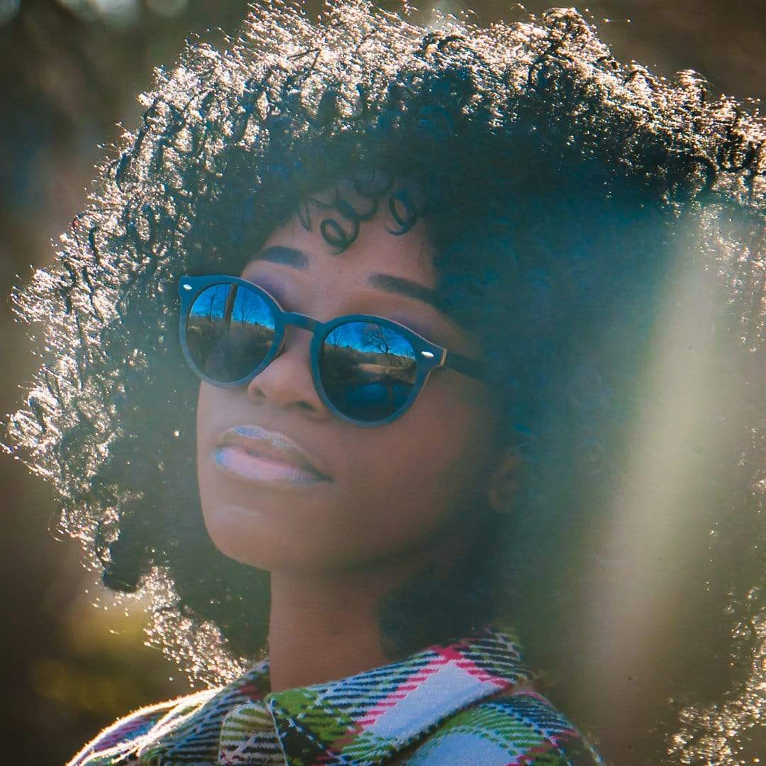 Model Wearing Explorer Ebony Smoke Wooden Sunglasses
