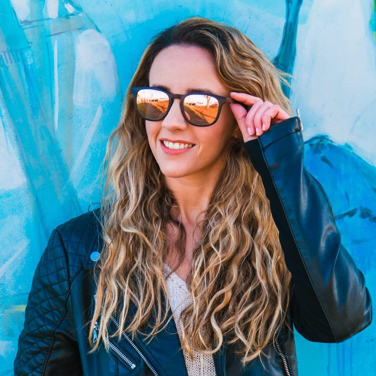 SLYK Traveler - Rose - Wood Sunglasses Rose Mirror