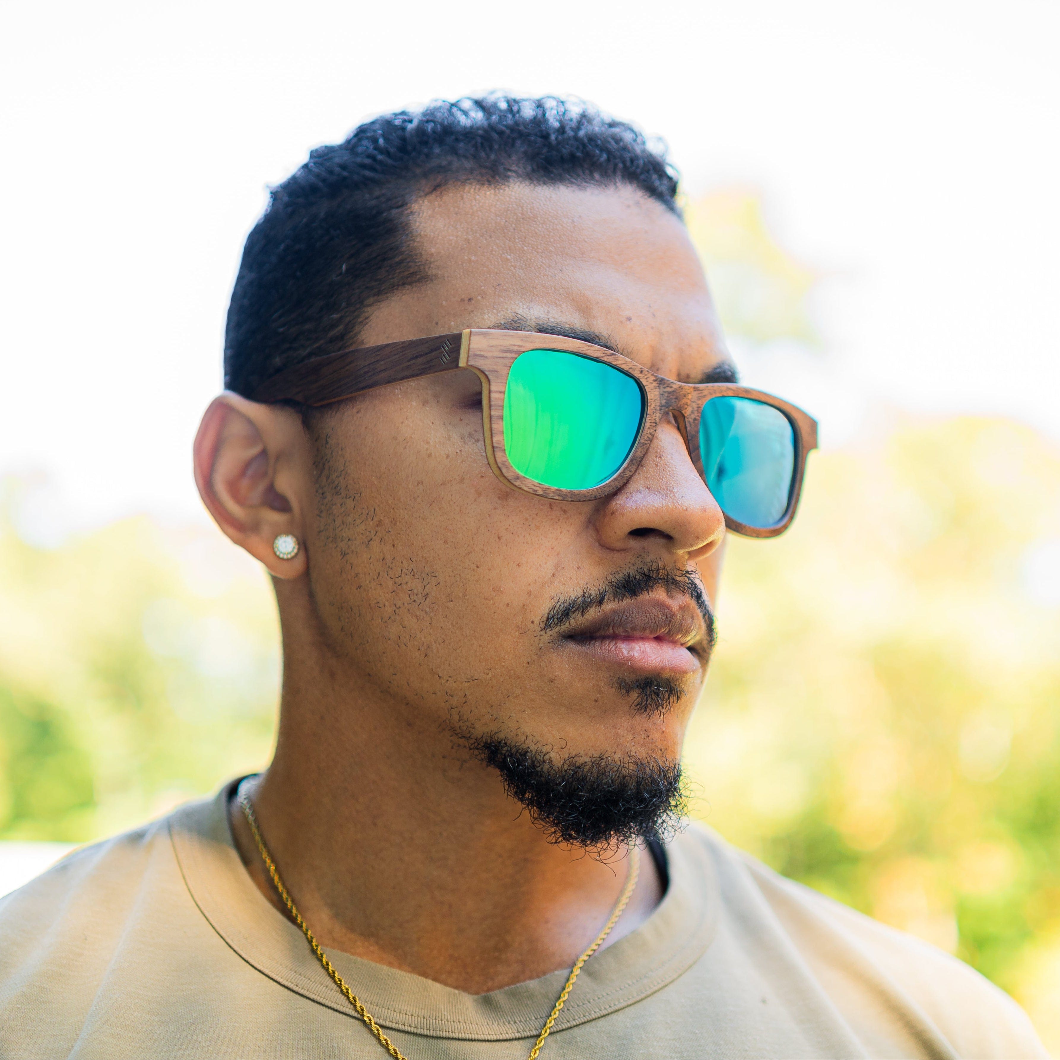 Wanderer - Green Wave - Wood Sunglasses