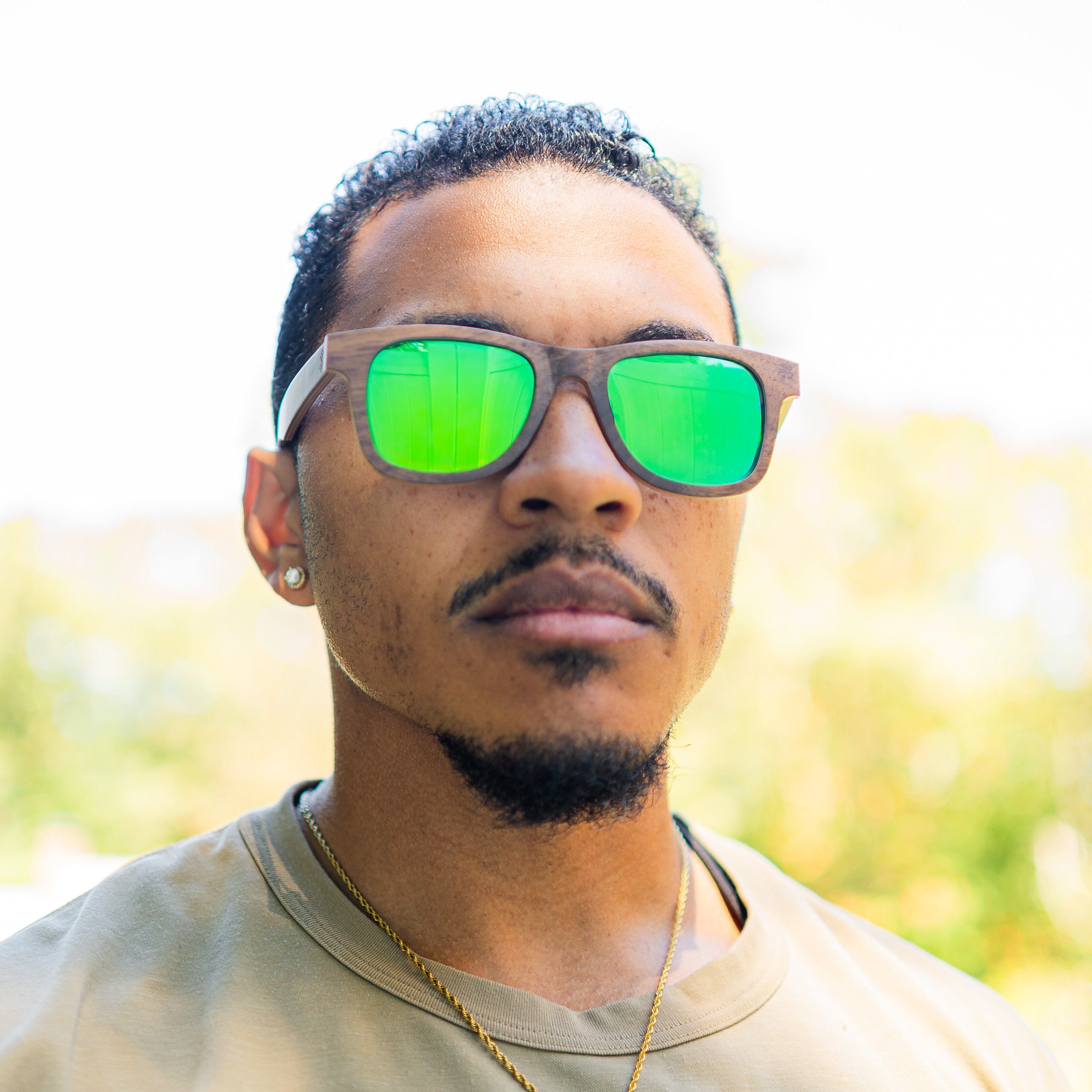 Wanderer - Green Wave - Wood Sunglasses