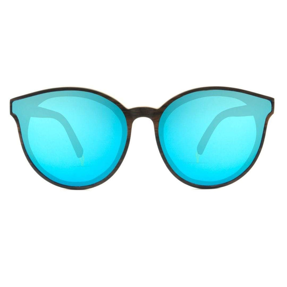 Hollywood Wooden Sunglasses With Ice Blue Lenses From SLYK - Front Angle