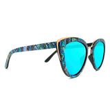 Best Wooden Abalone Seashell Sunglasses - Bombshell With Ice Blue Lenses - Side Angle