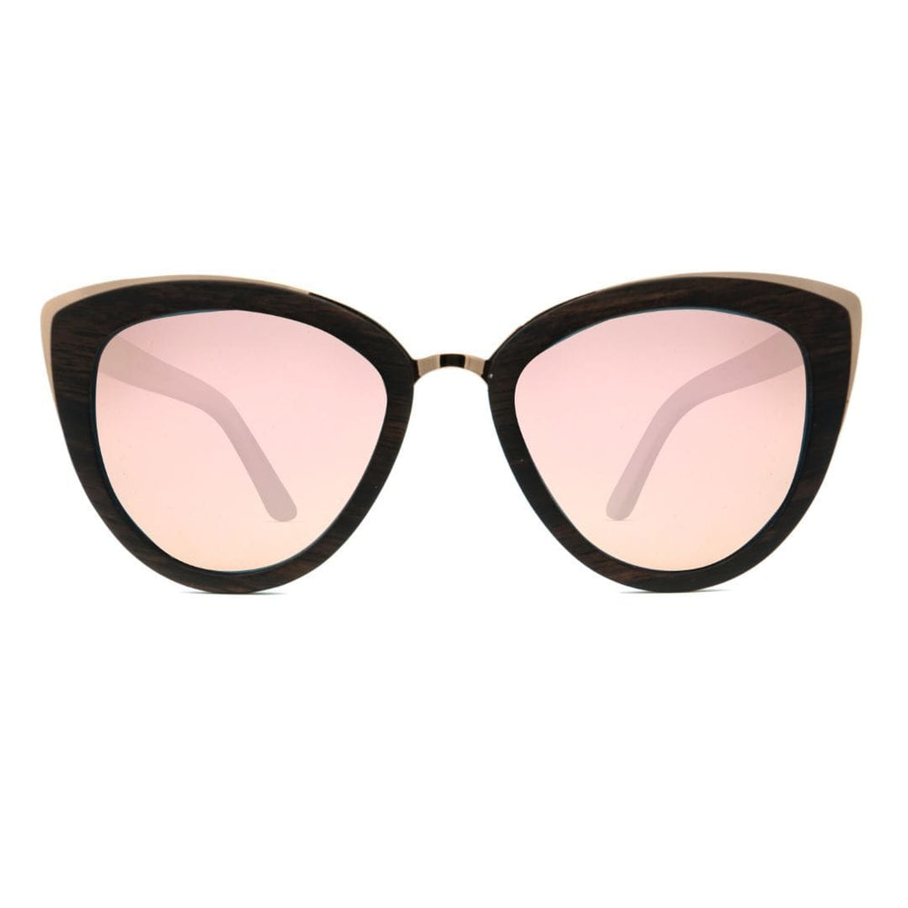 Best Wooden Sunglasses - Bombshell With Rose Lenses - Front Angle