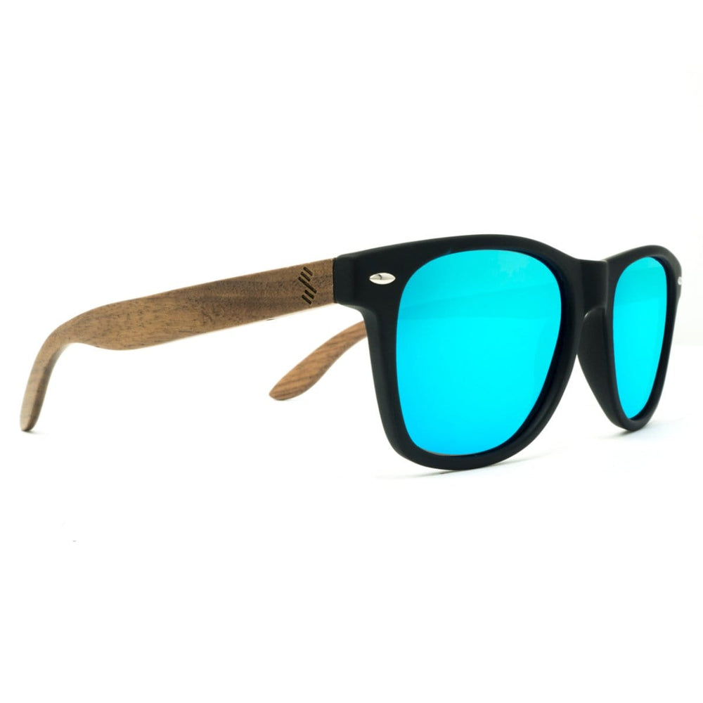 Best Wooden Sunglasses - Classic With Ice Blue Lenses - Side Angle
