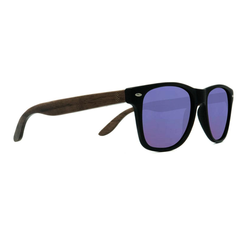 Best Wooden Sunglasses - Classic With Violet Lenses - Side Angle