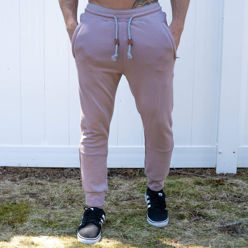 Male Model Wearing Seagull Gray Cloud Blend Joggers From SLYK