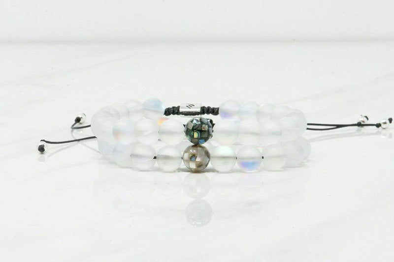 White Mermaid Glass Distance Bracelets With Abalone Seashell Beads