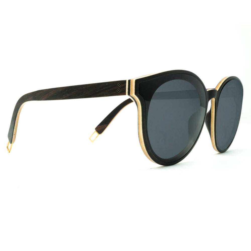 Hollywood Wooden Sunglasses With Smoke Lenses From SLYK - Side Angle