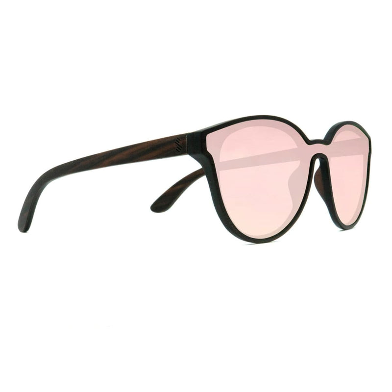 Wooden Knockout Sunglasses With Rose Lenses - Side Angle