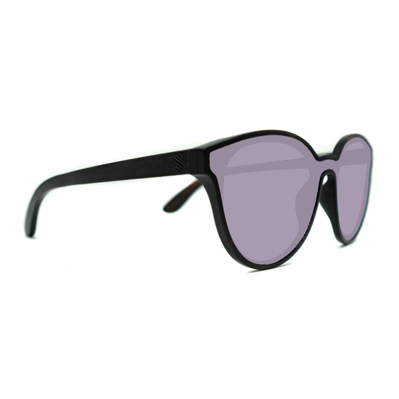 Wooden Knockout Sunglasses With Violet Lenses From SLYK - Side Angle