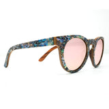 Mermaid Wooden Sunglasses With Abalone Seashell and Rose Lenses From SLYK - Side Angle