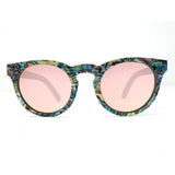  Mermaid Wooden Sunglasses With Abalone Seashell and Rose Lenses From SLYK - Front Angle