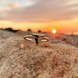 Gold Shark Tooth Ring On A Rock During Sunset