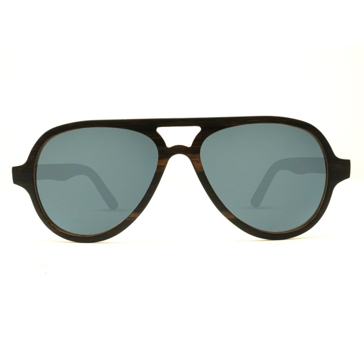 Wooden OG Sunglasses With Silver Mirror Lenses From SLYK - Front Angle