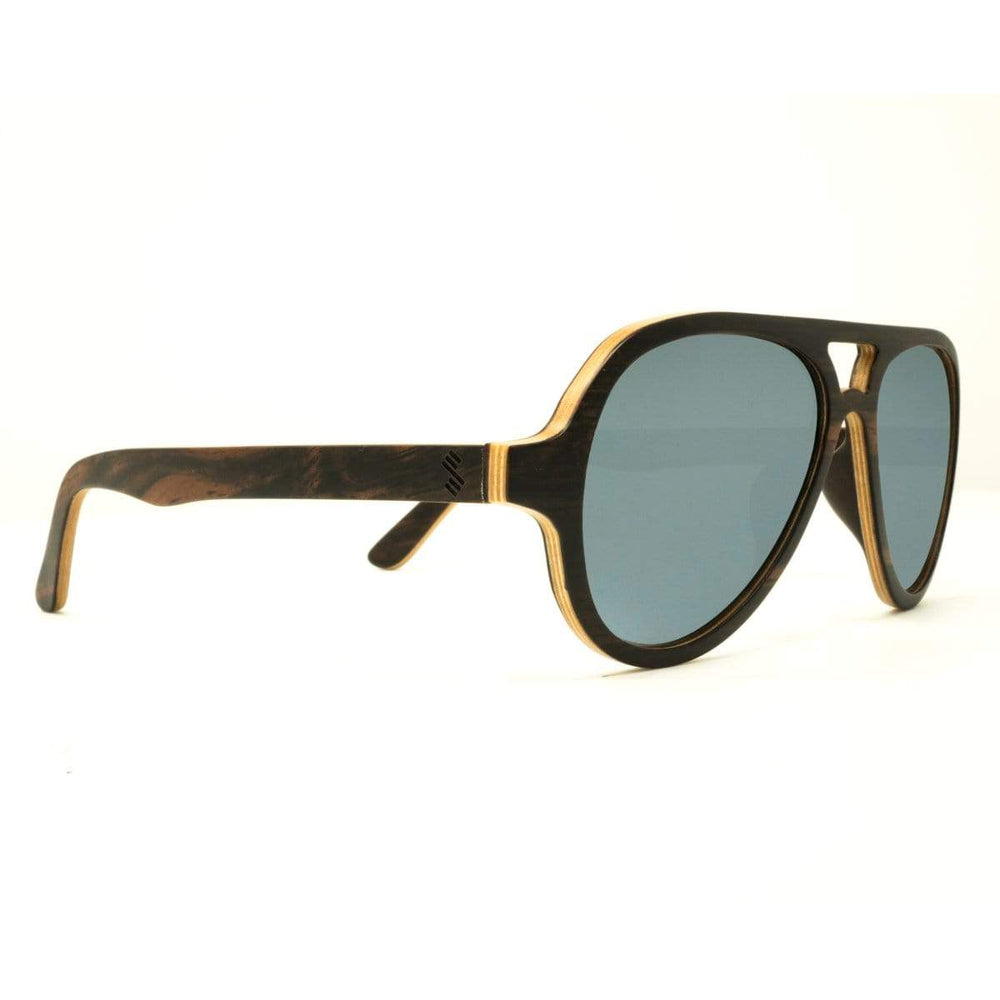 Wooden OG Sunglasses With Silver Mirror Lenses From SLYK - Side Angle