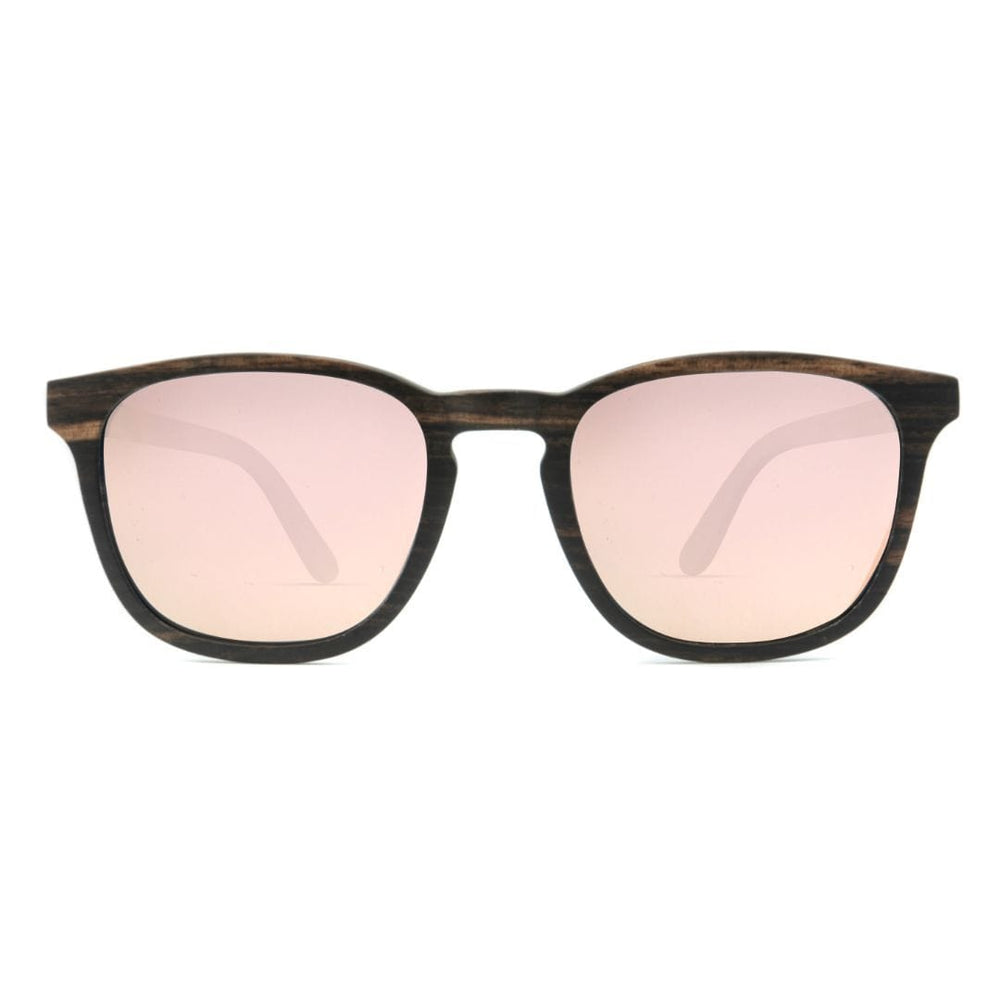 Wooden Traveler Sunglasses With Rose Lenses From SLYK - Front Angle