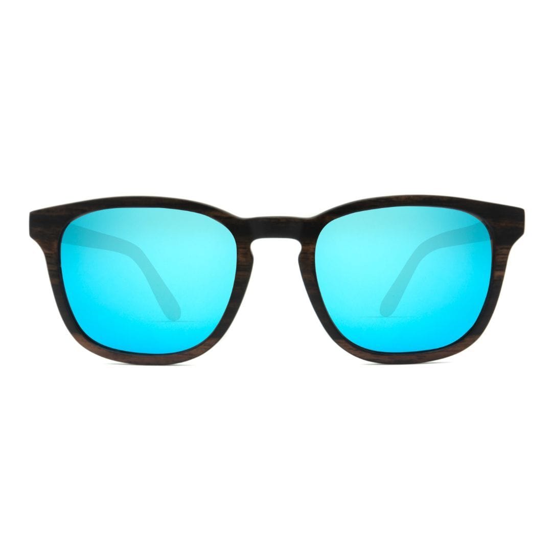 Wooden Traveler Sunglasses With Ice Blue Lenses From SLYK - Front Angle