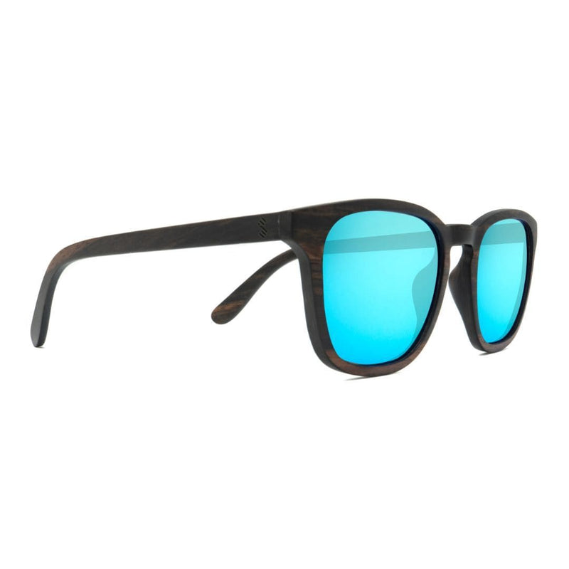 Wooden Traveler Sunglasses With Ice Blue Lenses From SLYK - Side Angle